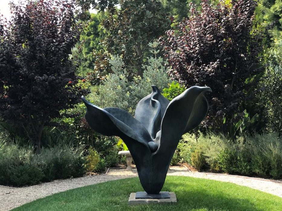 La Promesse: Iris Foetida Seed Pod by Anne Curry photographed in the Los Angeles garden of a client in a custom navy blue finish