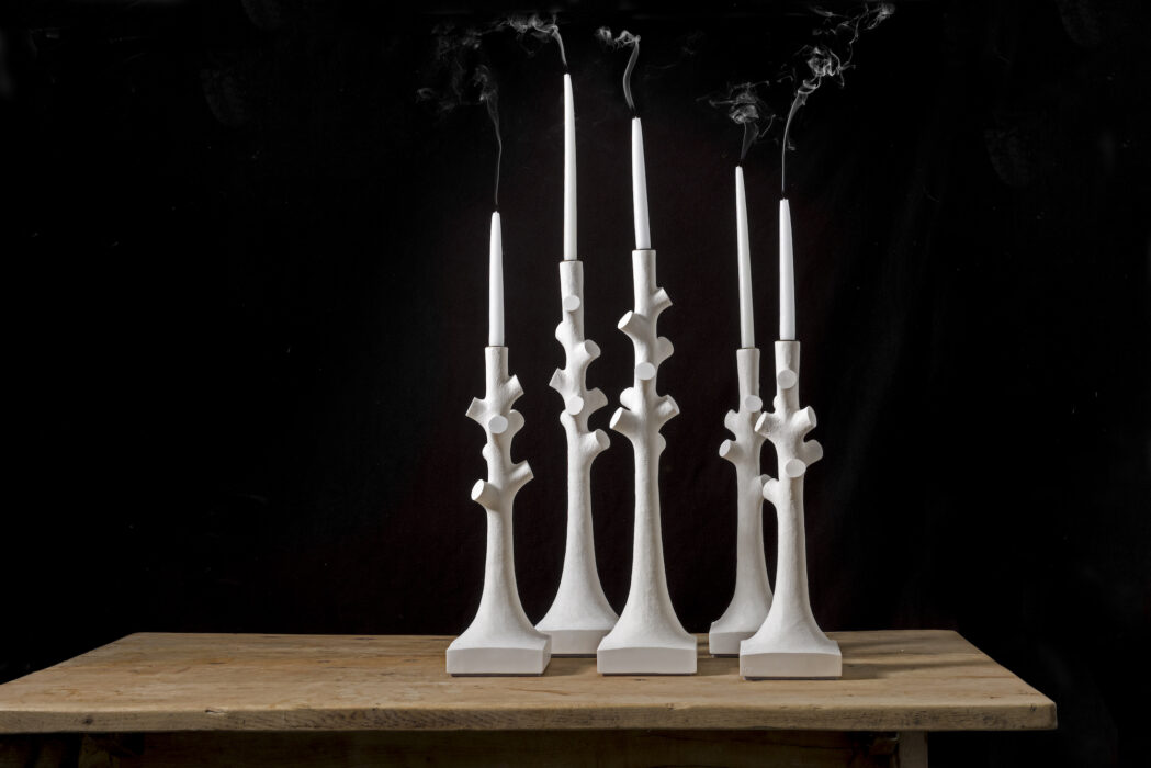 Landes Candlesticks cast in plaster by Tom Palmer